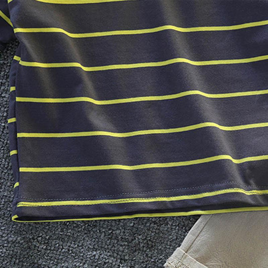 Boys and Girls Baby Short-sleeved Shorts Suit Summer Handsome Infants and Young Children Korean Stripe Printing Breathable Two-piece Suit