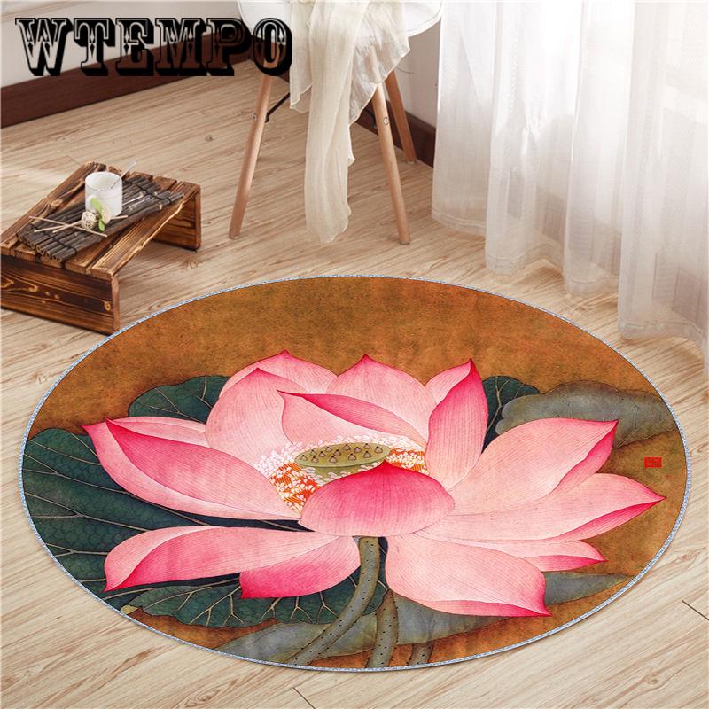 Mats Printed Soft Fabric Round Floor Mat Carpet Room Area Bedroom Rug
