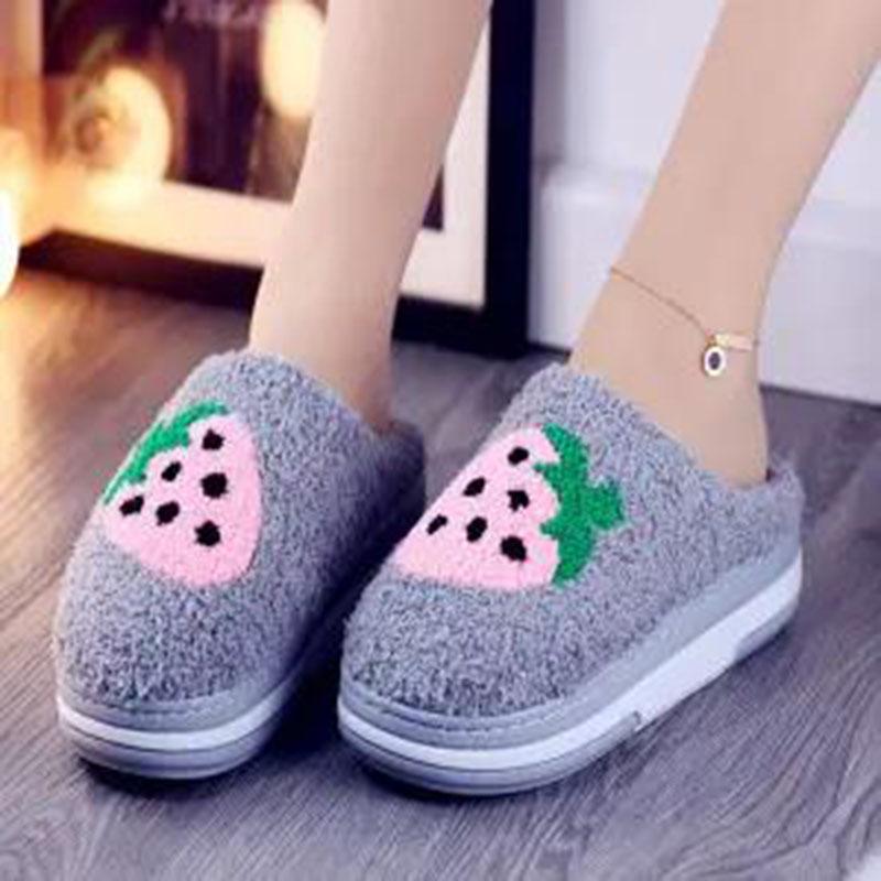 Winter Cotton Slippers Female Bag with Home Thick-soled Love Plush Shoes Warm Slippers Ladies High-heeled Cute Plush Shoes