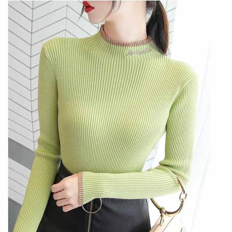 Pofulove Plus Velvet Autumn Winter Thick Sweater Long-sleeved Bottoming Shirt Knitted Sweater
