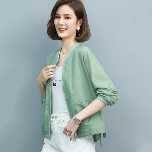 Printed Solid Color Sun Protection Clothing Women's Long-sleeved Light Women's Short Jacket Casual All-match Summer Sun Protection Shirt