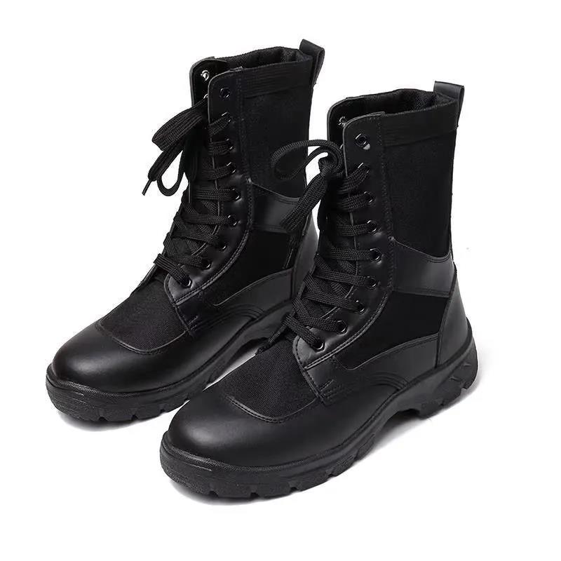 Workwear Men's Boots High-top Duty Ultralight Mesh Boots Men's and Women's Security Check Tactical Boots Combat Training Security Boots