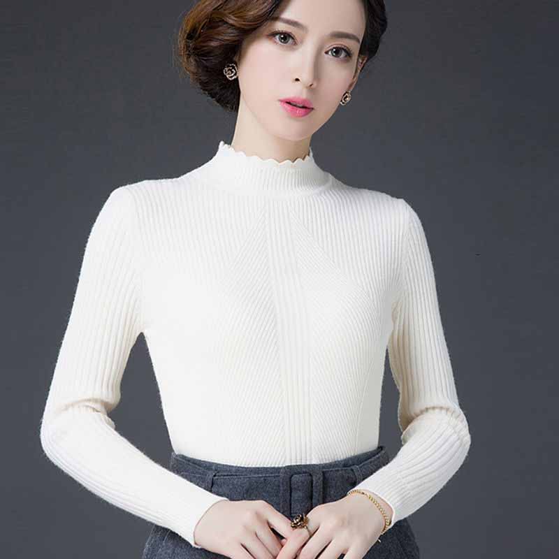 Winter Women's Woolen Sweater Thickened Warm Turtleneck Sweater Slim Cashmere Sweater Jumper Tops