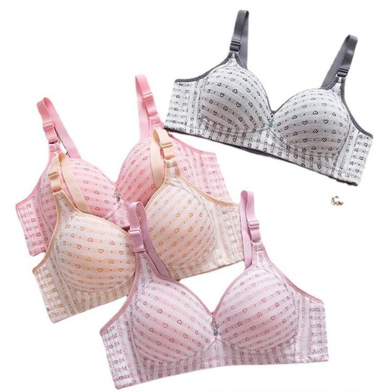 Women Fashion Printing Sexy Large Size Thin Bras Receiving Side Breasts Gathering Type Without Steel Rings Adjustable Strap Bra