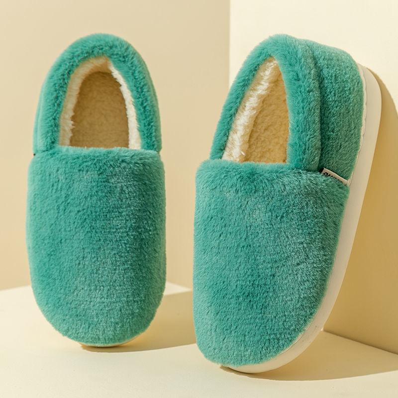 Winter House Women Fur Slippers Soft Memory Foam Sole Cute Cartoon Bedroom Ladies Fluffy Slippers Couples Plush Shoes
