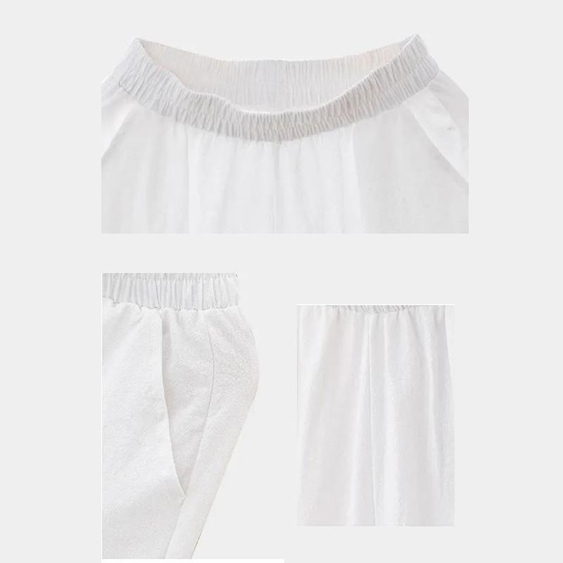 Pure Cotton Women's Trousers Summer Thin Section Loose Leisure Plus Size Cropped Pants