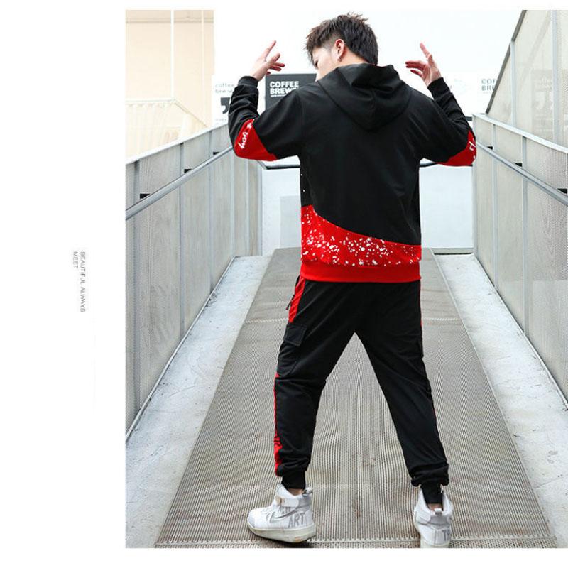 Spring Campus Sweater Suit Men Hooded Pullover Sports Suit Student Sportswear Casual Loose Clothing for Youth