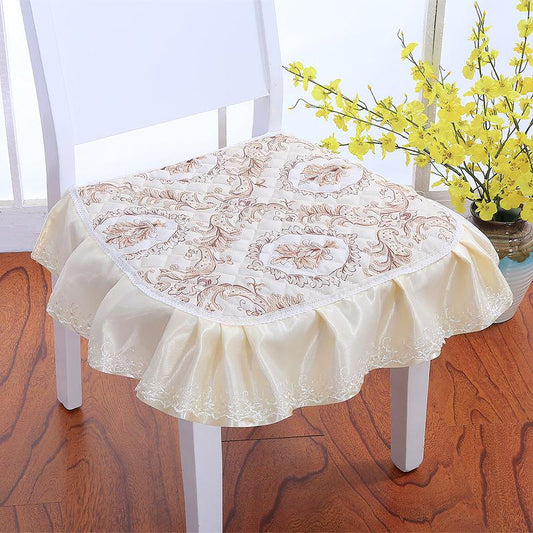 Printed Lace Side Dining Table and Chair Cushion Four Seasons Universal Non-slip Stool Seat Cushion with Laces Home Decoration