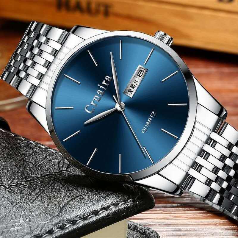 Trendy Men's Watch Leather Quartz Personality Luxury Calendar Wrist Watch Male Simple Business Clock
