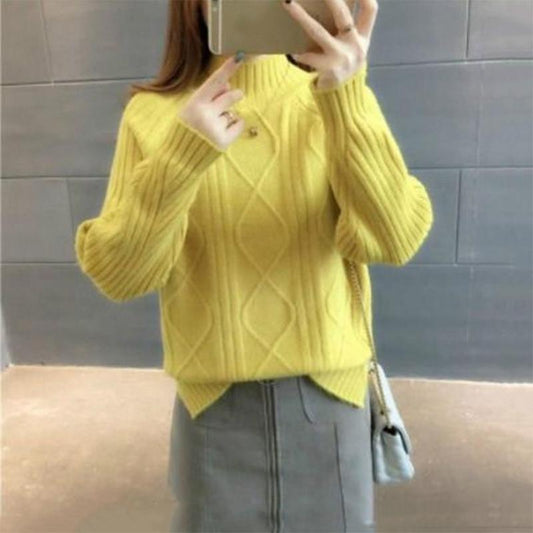 6 Colors Women Long Sleeve Skin-friendly Sweater Solid Color Turtleneck Bottoming Knitwears