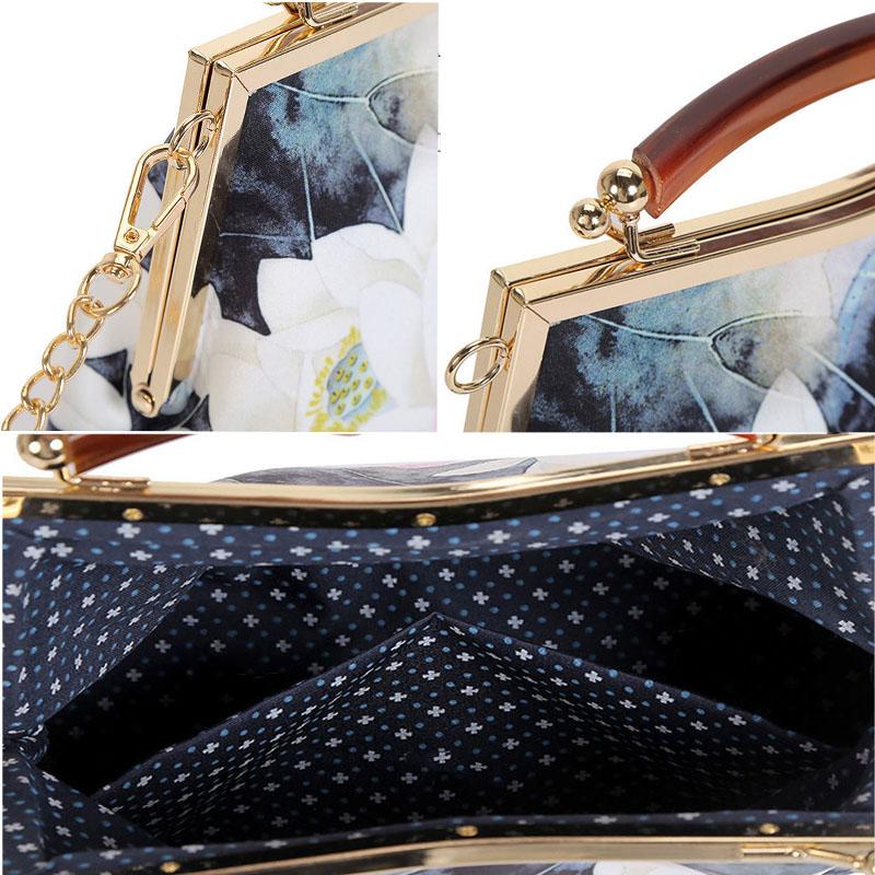 Ethnic Style Women Printing Handbag Messenger Dual Purpose Exquisite High Quality Elegant Doctor Bag Evening Banquet Bag