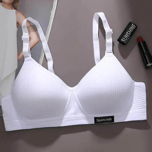 Girls Underwear Korean Version of Pure Cotton Threaded Development Period Thin Soft Cotton Skin-friendly No Steel Ring Gather Stereotyped Bra