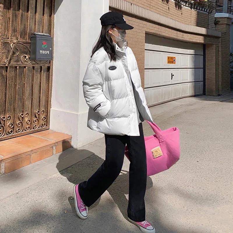 Winter Short Ladies Down Jacket Korean Fashion Loose Thick Cotton Stand Collar Jacket