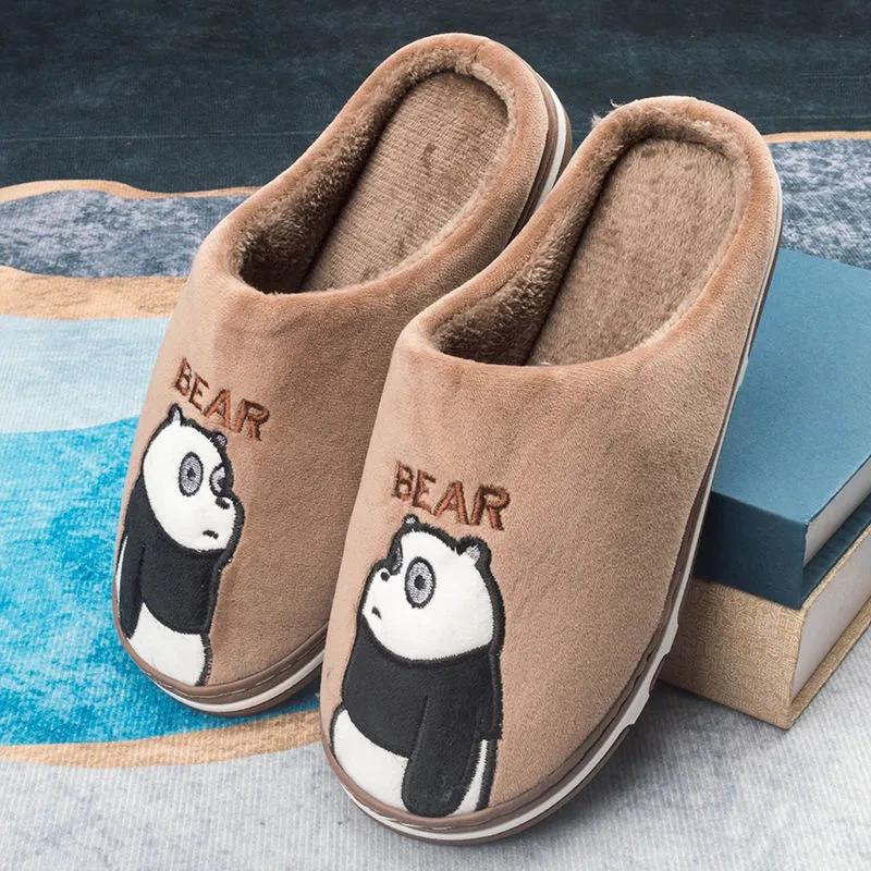 Home Slippers Women Winter Slippers Thick Fleece Warm Cotton Shoes Men Plus Size Non Slip Slippers