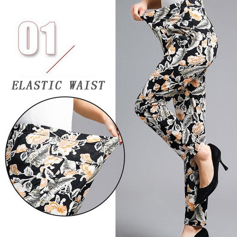 Summer Middle-aged and Elderly Women's Trousers Casual Pants High-waist Stretch Pants Middle-aged Women's Trousers Large Size Loose Pants