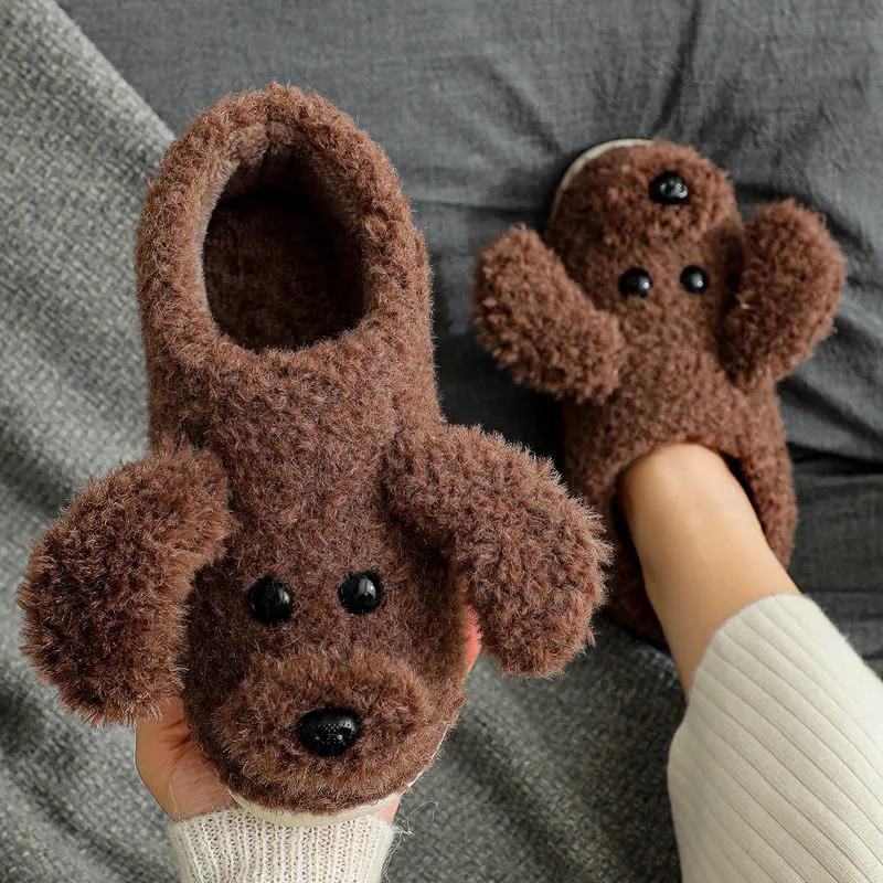 Winter Cotton Slippers for Men and Women with Indoor Non-slip Cute Thick Bottom Couple Plush Warm Slippers