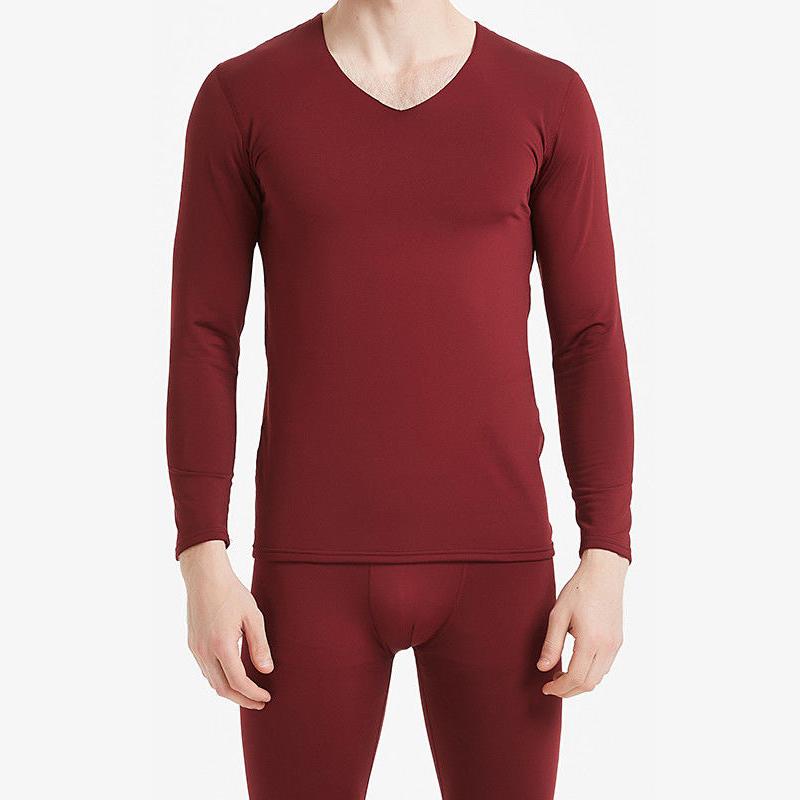 Men Winter Thermal Underwear V-neck Male Autumn Clothes Tight Suit Thicken Windproof Comfortable Soft Lining Long Sleeve High Elasticity Slim
