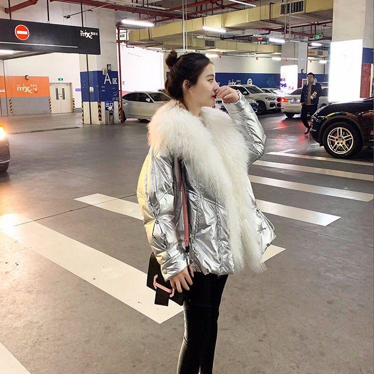 Winter Coat Women's Big Fur Thick Down Parka Coat Smooth Women's Coat Short Coat Slim Warm Winter Clothes