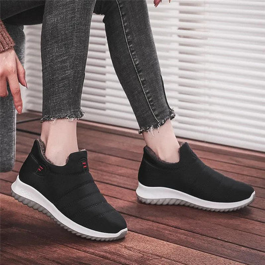 Winter Fleece Warm Sports Shoes Walking Shoes Flat Non-slip Women's Cotton Shoes