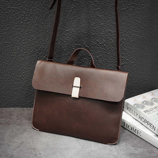 Business Briefcase Men PU Leather Zipper Waterproof Handbag Shoulder Bag Travel Messenger Bags
