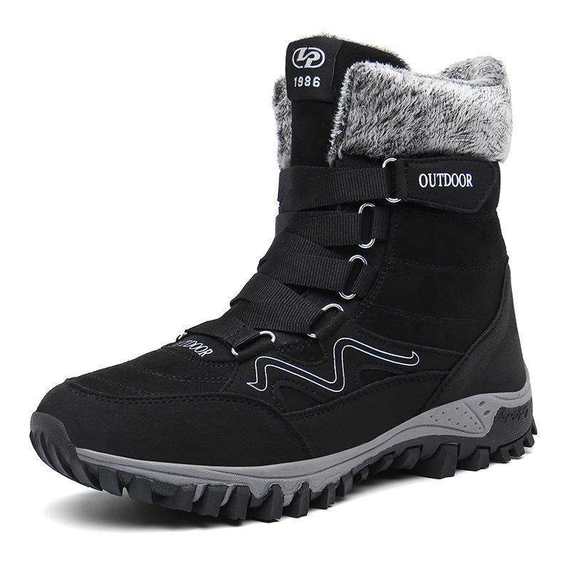 Leather Men Boots Winter with Fur Super Warm Snow Boots Men Winter Work Casual Shoes Sneakers High Top Rubber Ankle Boots