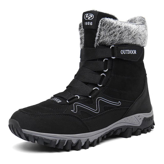 Leather Men Boots Winter with Fur Super Warm Snow Boots Men Winter Work Casual Shoes Sneakers High Top Rubber Ankle Boots