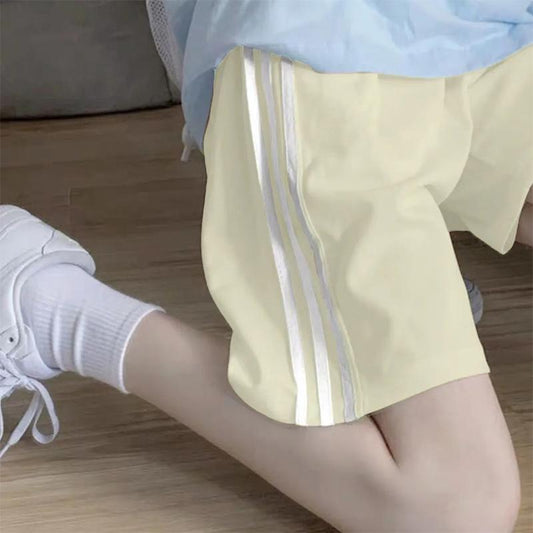 Three-bar Shorts Women's Five-point Pants BF Summer Students Loose Casual Pants Sports Pants Wide-leg Pants Middle Pants