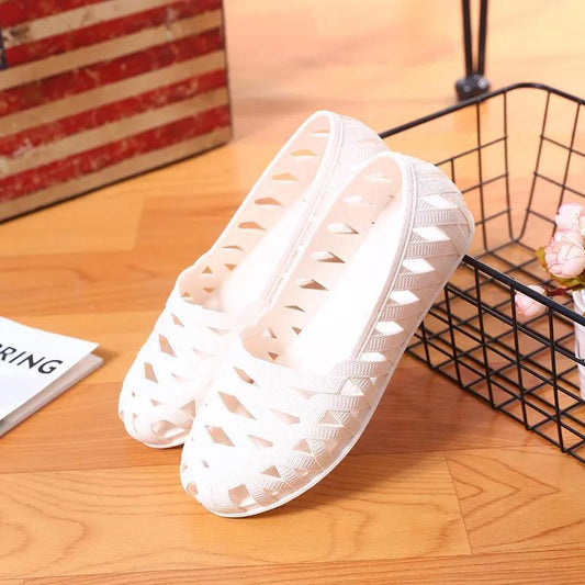 Ladies Summer Sandals Non-Slip Comfortable Breathable Single Shoes Flat Bottom Round Toe Solid Color High Quality PVC Mesh Shoes