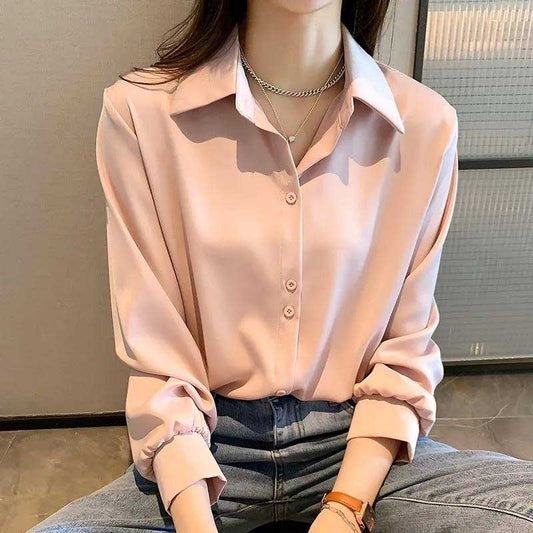 Chiffon Shirts Women's Thin Fashion Tops Loosely Stacked White Shirts Bottoming Shirts
