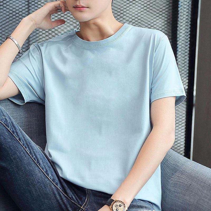 Men's Summer Solid Color Short-sleeved T-shirt Thin Section Breathable Casual Top