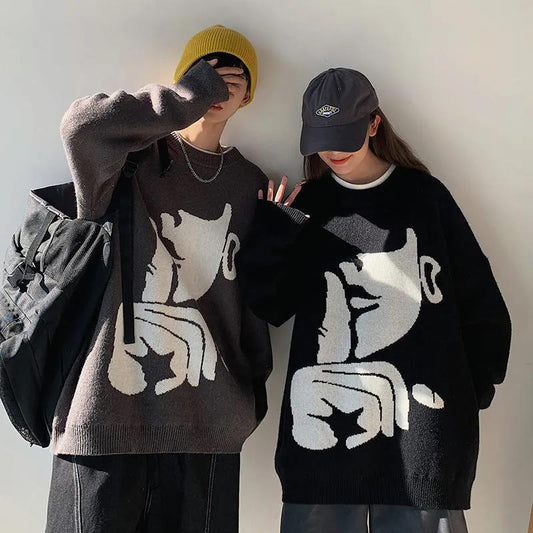 French Lovers Winter New Lazy Wind Loose Sweater Men and Women Students Thick Sweater Sweater