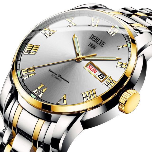 Men Mechanical Watches Wristwatches Skeleton Luxury Automatic Watch Stainless Steel Strap
