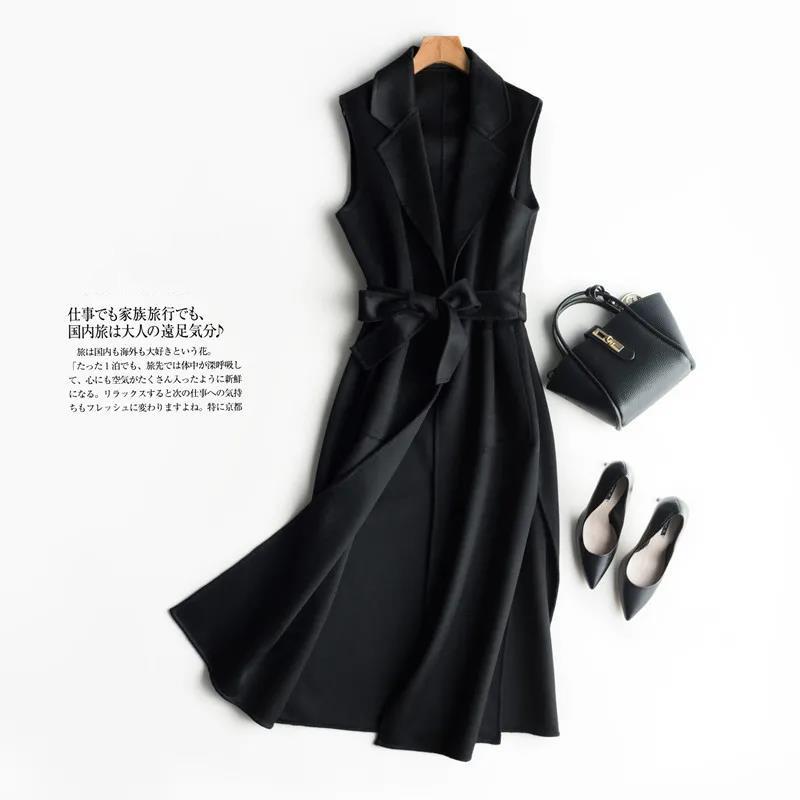 Double-sided Fleece Jacket Mid-length Waistcoat Women Loose Windbreaker Jacket Women Send Belts Waist and Thin