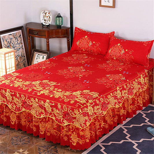 Skin-friendly Solid Color Bedspread Bed Cover Bedroom Household Sanding Bed Skirt Bedroom Student Dormitory Sheets
