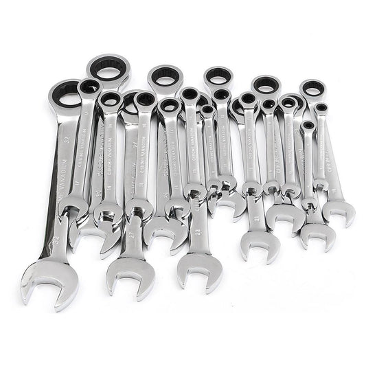 6Mm-32Mm Gear Wrench Chrome Vanadium Steel Metric Fixed Head Ratchet Spanner Hand Tools