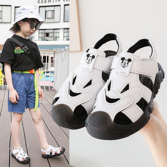 Boys Sandals Leather Summer Children's Non-slip Sandals Beach Shoes Anti-kick Sandals Tide
