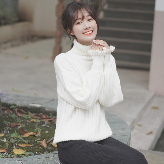 Turtleneck Sweater Female Student Slim Bottoming Shirt Autumn Winter High Neck Pullover Soft Comfortable Inner Knit Sweater