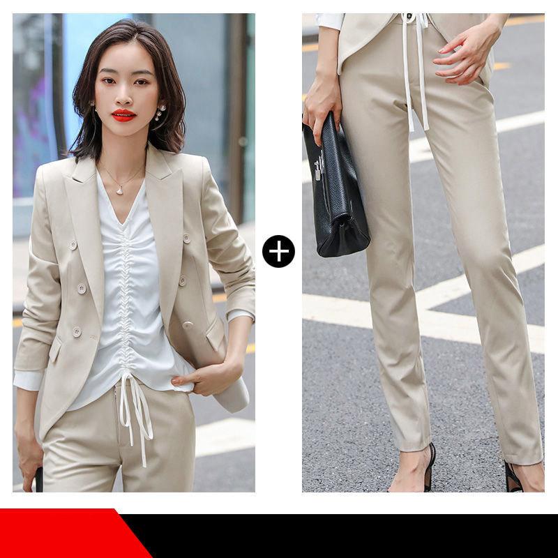 Spring and Autumn Suit Two-piece Suit Temperament Business Wear Fashion Casual Work Wear Formal Jacket Women
