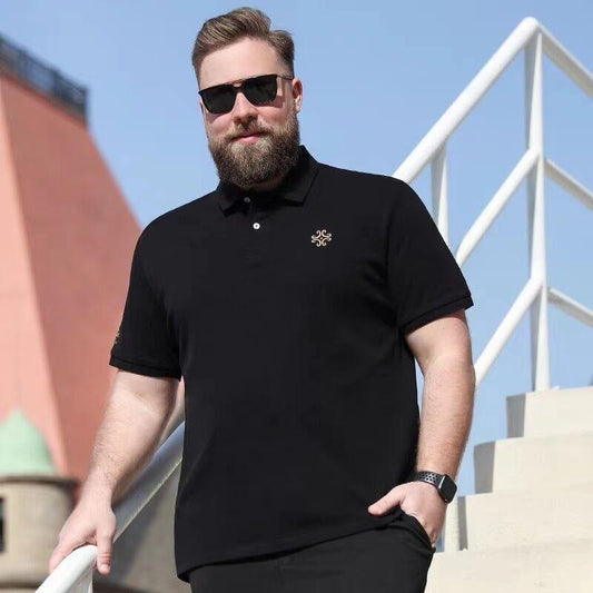 Extra Large Size Men's Plus Fat Plus Size Business Casual Short-sleeved Men's Shirt Summer Fat Lapel T-shirt