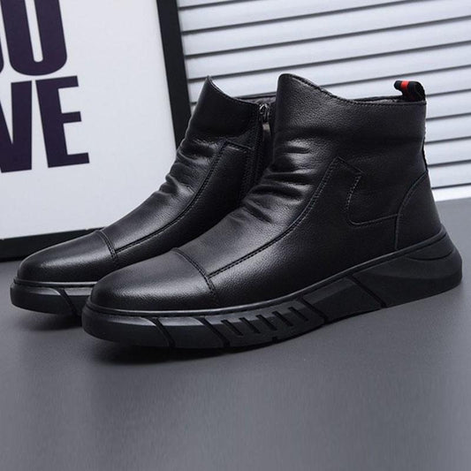 Martin Boots Spring and Autumn Leather Breathable High-top Casual Leather Shoes Men's Business British Style Leather Boots