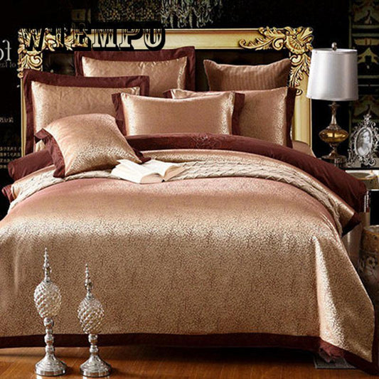 Luxury Jacquard Satin Silk Bedding Set Duvet Cover Bedclothes Bed Linen Home Textile