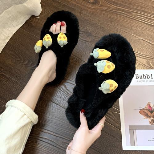 Fashionable Design Cotton Slippers Indoor Non-slip Flat Shoes, Autumn and Winter Warm Household Casual Slippers