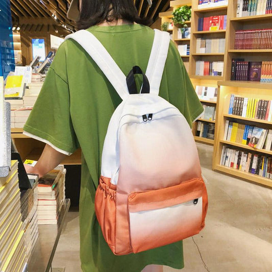 Student School Bag High School Student Backpack Campus Gradient Color Large-capacity Rucksack