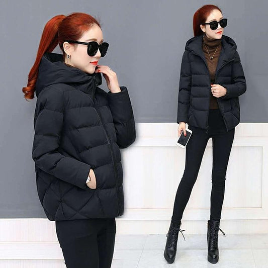 Winter Fashion Women's Short Coat Thick Loose Small Size Down Padded Jacket Trend Wild Hooded Ladies Padded Jacket