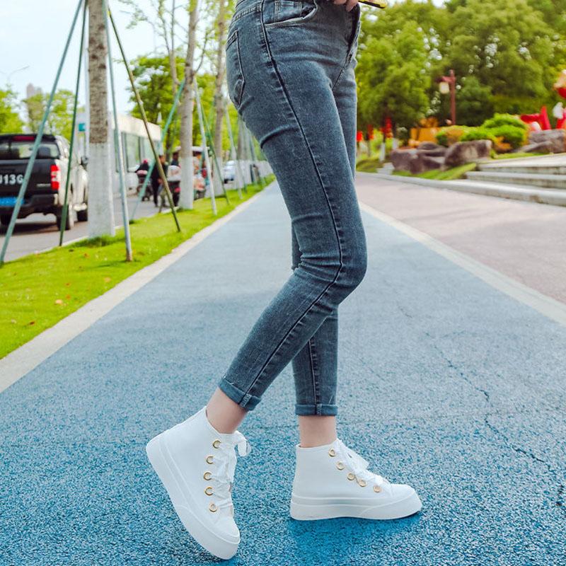 Japanese Ribbon Small White Shoes Summer Student Trend High-top Canvas Shoes Women