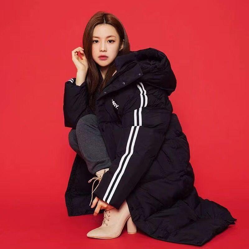 Winter White Duck Down Jacket Women Mid-length Warm and Comfortable Over The Knee Casual Sports Cotton Jacket