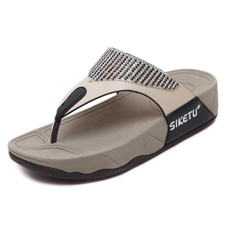 Size35-41 Summer Women Slippers Bohemian Beach Wear-resistant Waterproof Slippers Wedge Platform Leopard Print Sandals Outdoor High Heels Flip Flops