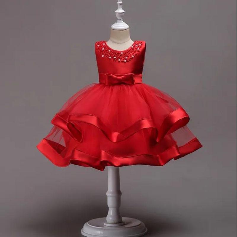 Girls Satin Princess Dress Puff Dress Flower Girl Dress Skirt Hand Beaded Multicolor Performance Costume Lace Mesh Sweet Dress