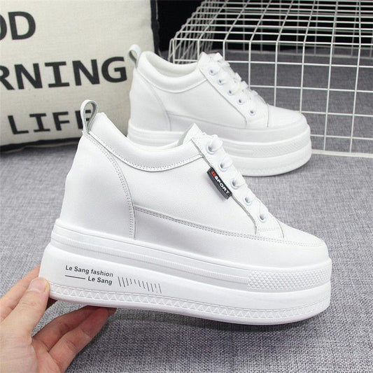 Inner Increase 10CM Female White Shoes Breathable Casual Women's Sneakers Korean Style All-match Thick-soled Student Shoes