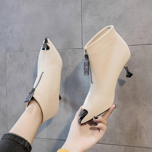 Ankle for Women Short High Heels Pointed Toe Boots Shoes Ladies Shoes
